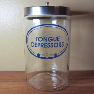 grafco tongue depressors jar vintage apothecary doctor's office (W4945)